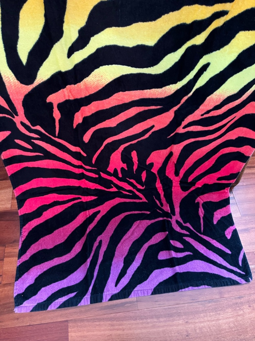 Gradient Zebra Print Beach Towel - Yellow Orange Pink Purple - Picture 4 of 9